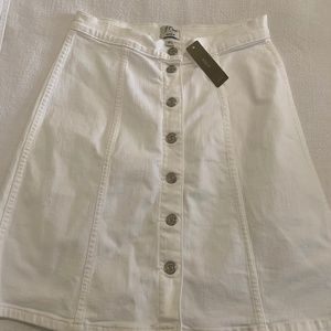 J Crew button front white denim skirt NWT